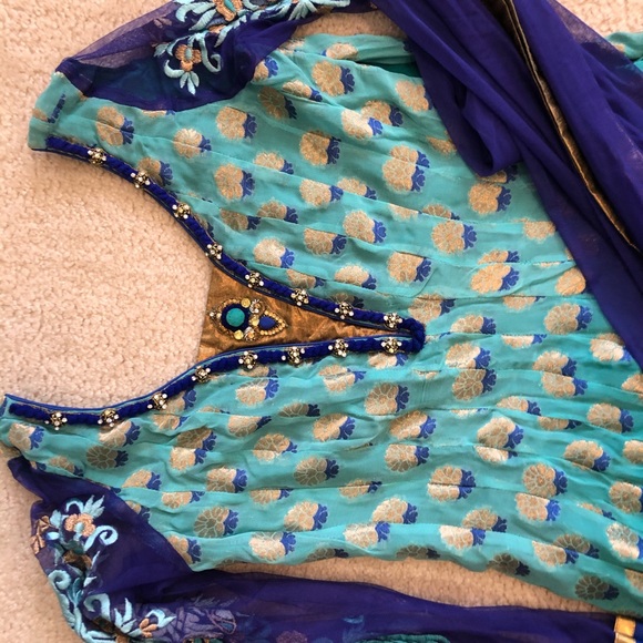 Purple and Blue Traditional Lengha - Picture 2 of 3